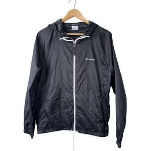 Columbia Lightweight Jacket Women’s Large Hooded Pockets Black Exc